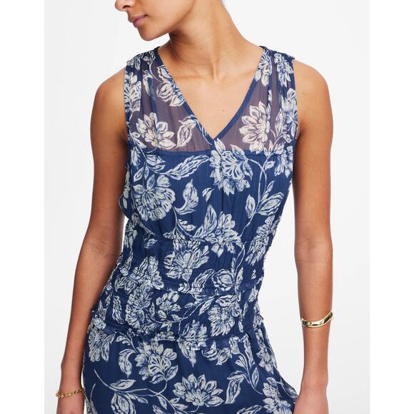 Madewell Women's Sheer V-Neck Maxi Dress in Saylor Floral Navy Size 2 NWT - Picture 4 of 15